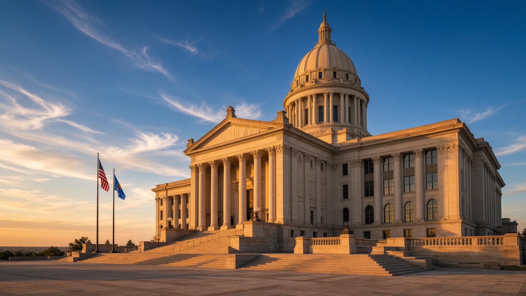 The Oklahoma State Capitol at golden hour
